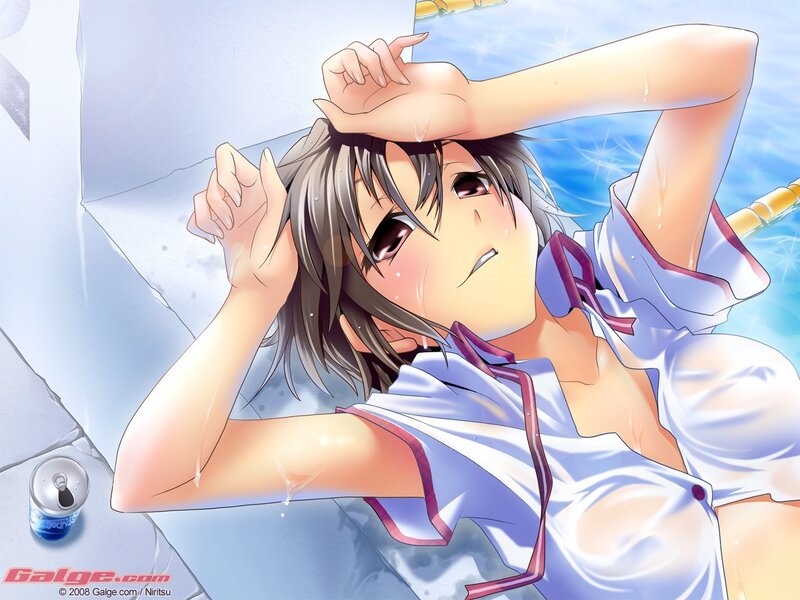 anime girl in wet clothes