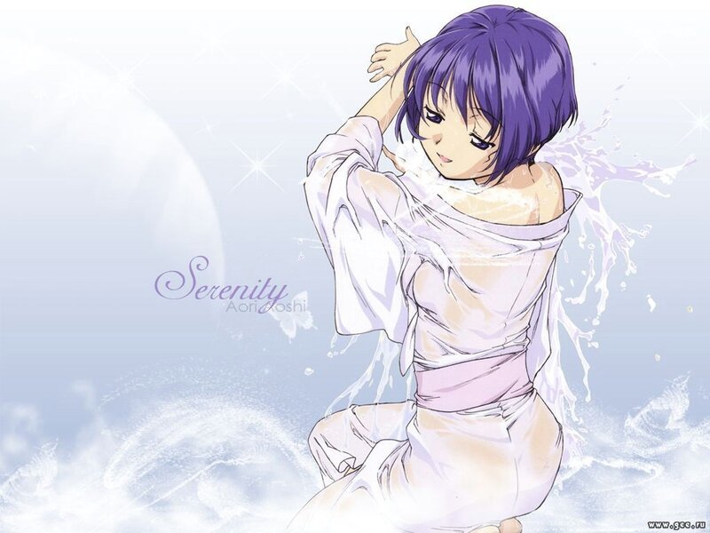 Anime girl in wet clothes