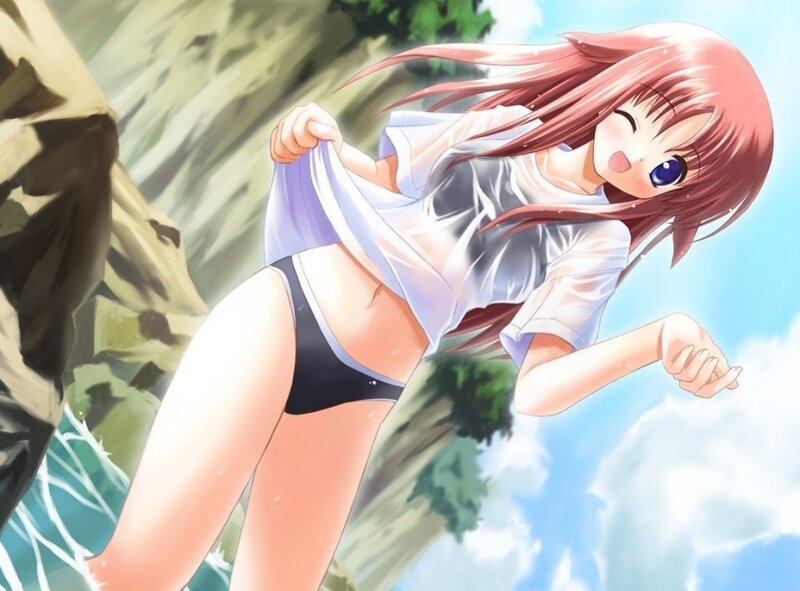 anime girl in wet clothes