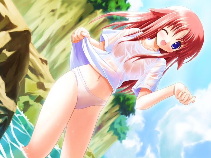 Anime Girl in Wet Clothes — Red