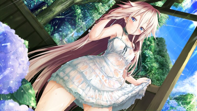Anime girl in wet dress