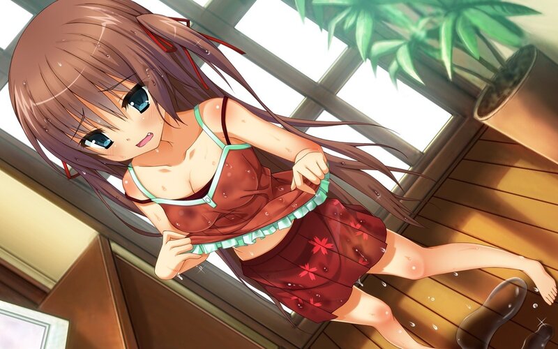 anime girl in wet dress