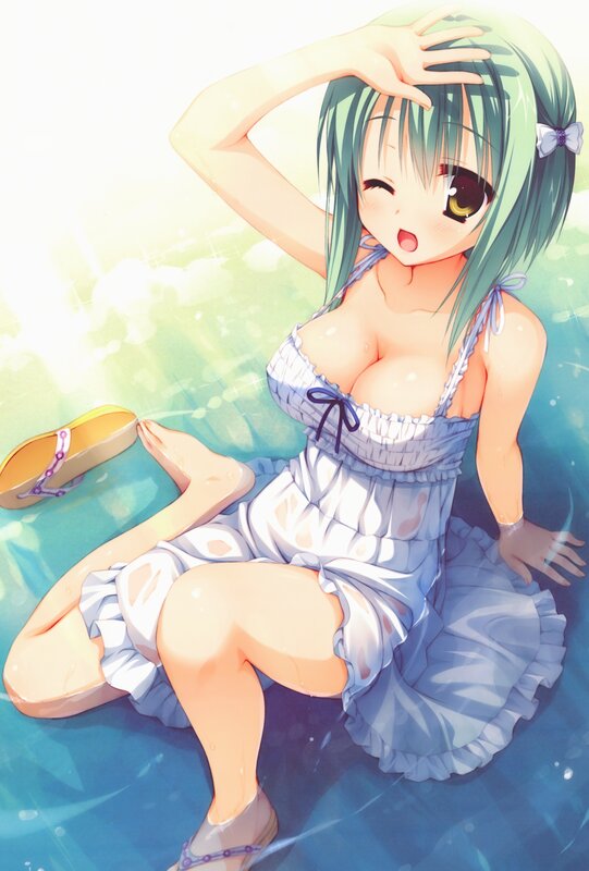 anime girl in wet dress