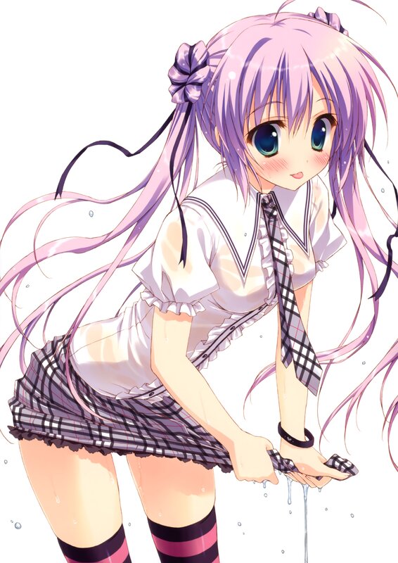 anime girl in wet school uniform
