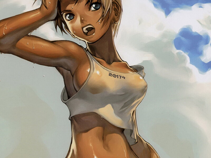 anime girl in wet tank top