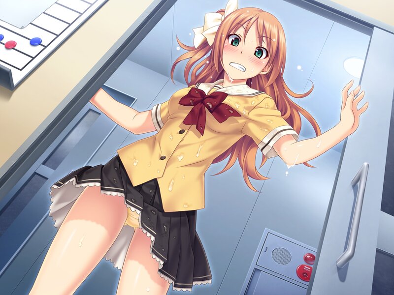 anime girl in wet uniform