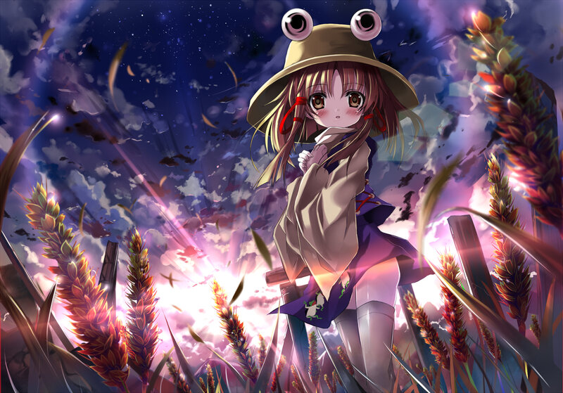 anime girl in wheat field