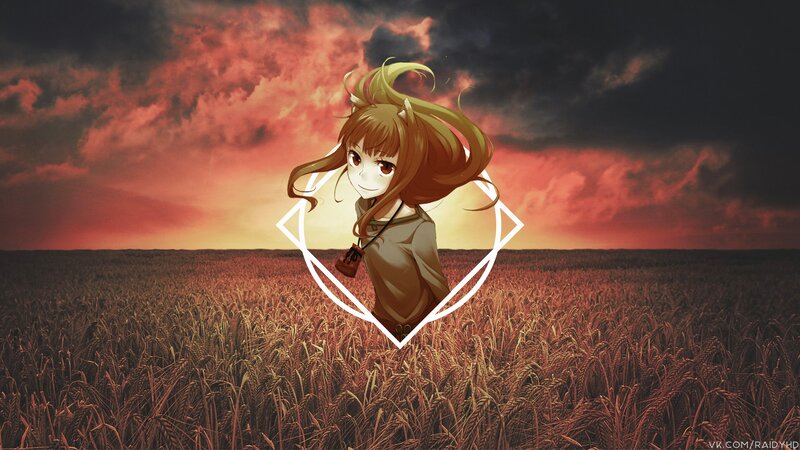 Anime Girl in Wheat Field — Red