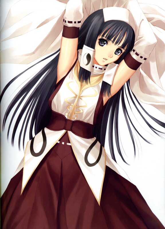anime girl in white and brown dress