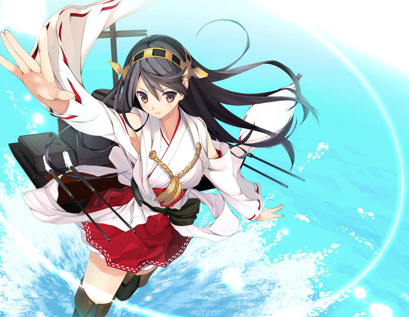 Anime Girl in White and Red — Blue