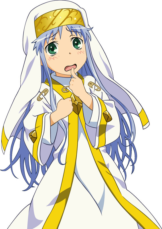 anime girl in white and yellow robe