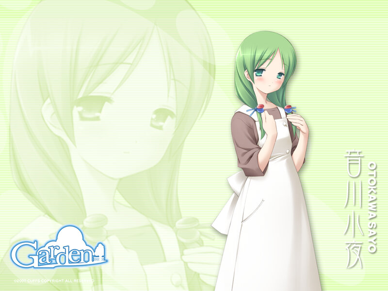 Anime girl in white apron