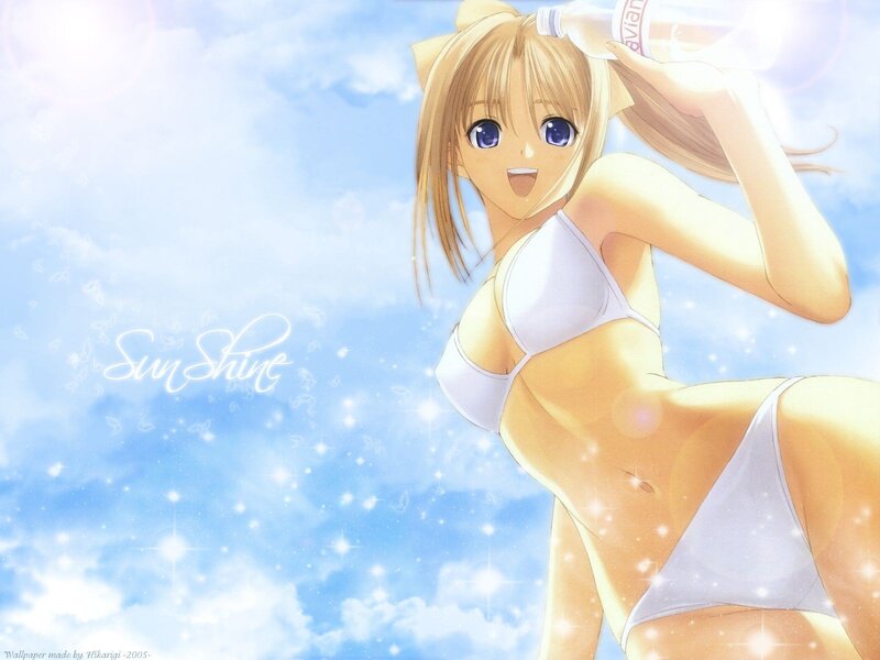 Anime girl in white bikini