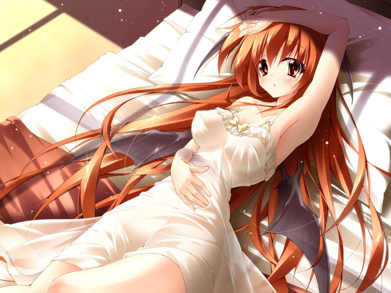 Anime girl in white dress