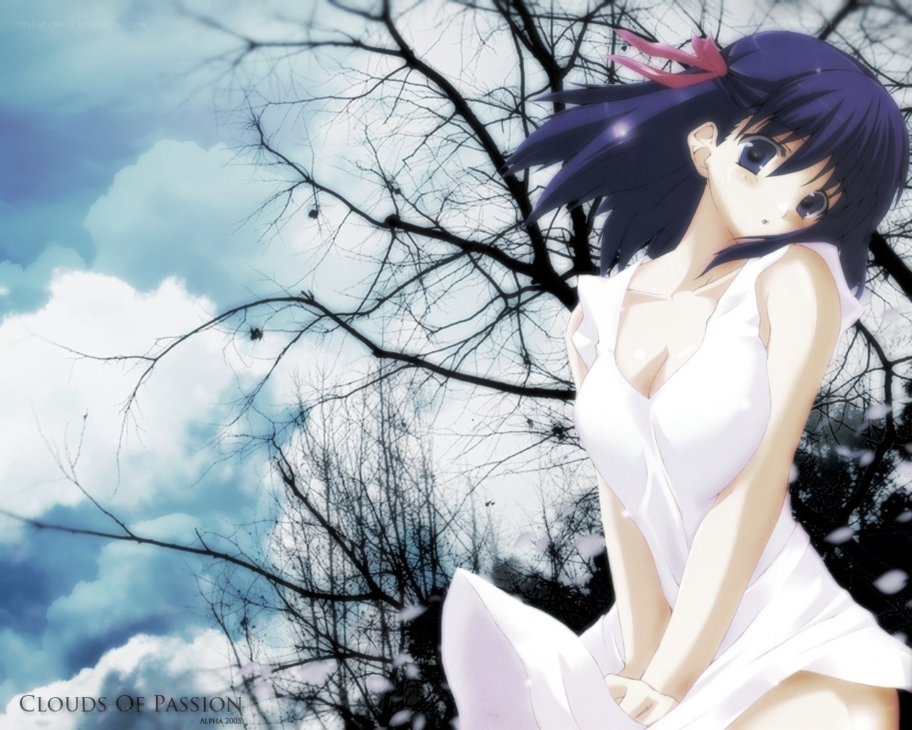 Anime girl in white dress