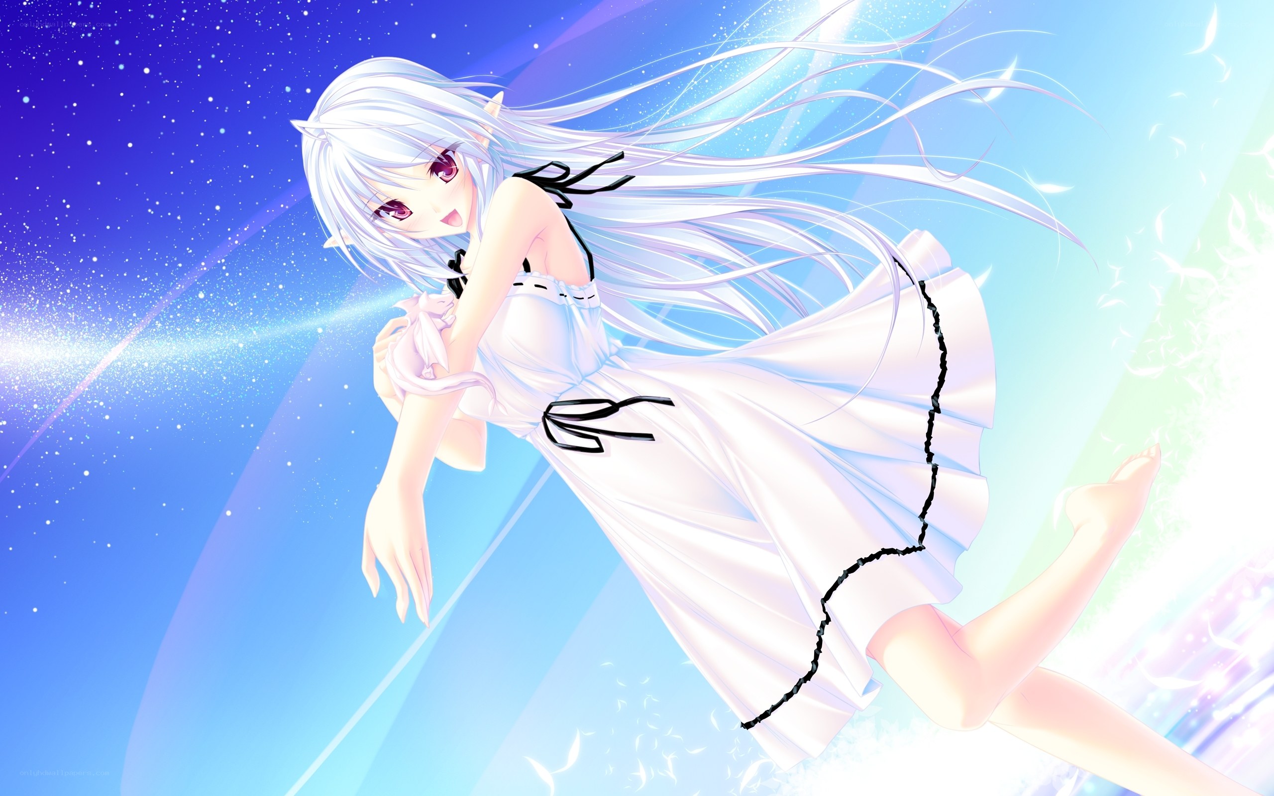 Anime girl in white dress