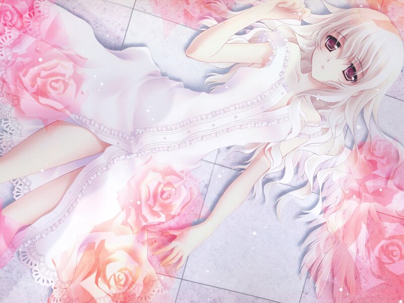 Anime girl in white dress