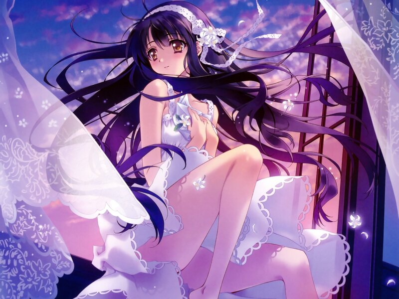 anime girl in white dress