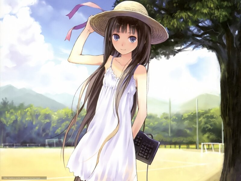 Anime girl in white dress