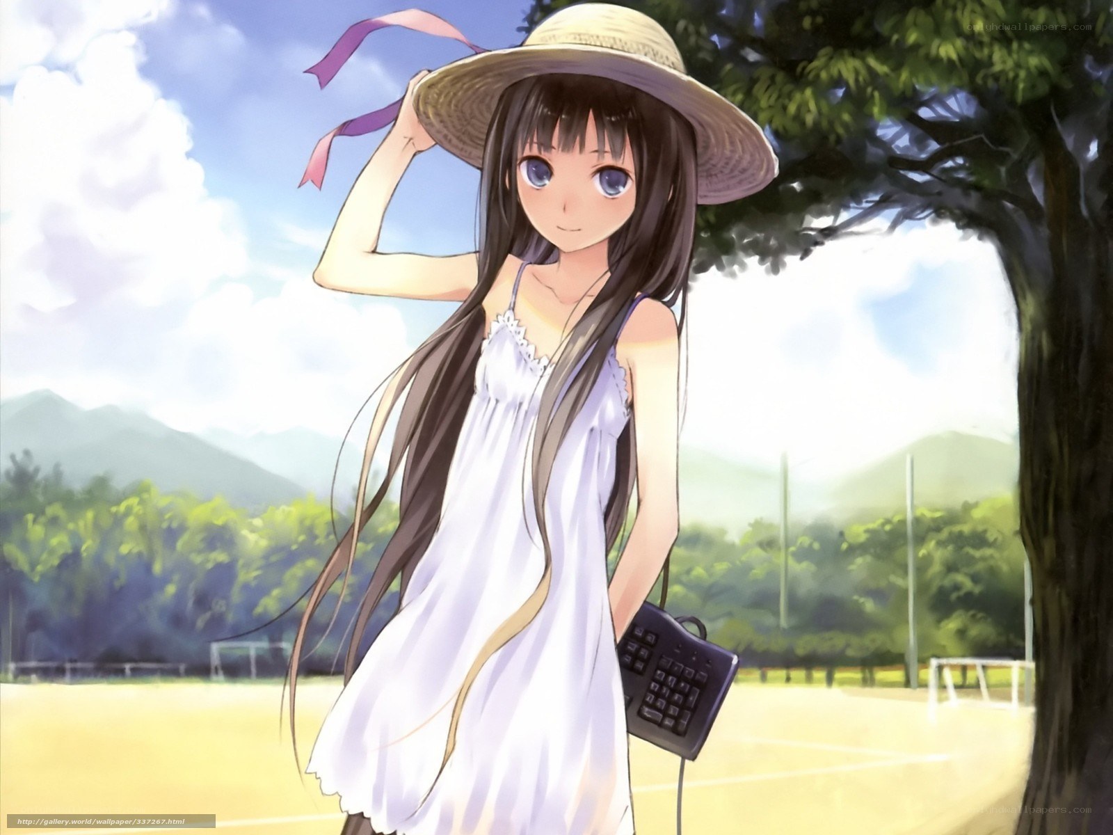Anime girl in white dress