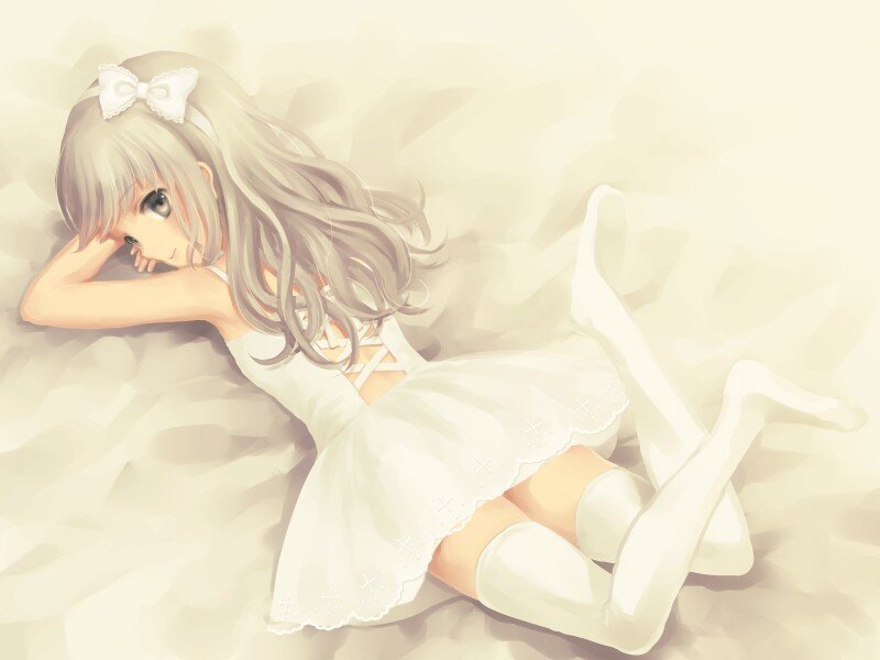 Anime girl in white dress