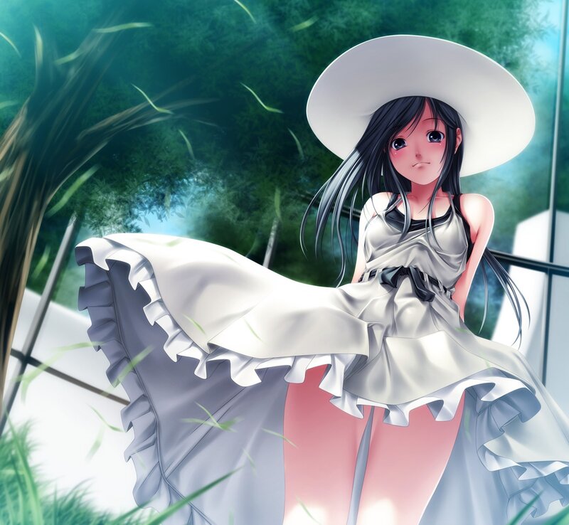 Anime girl in white dress
