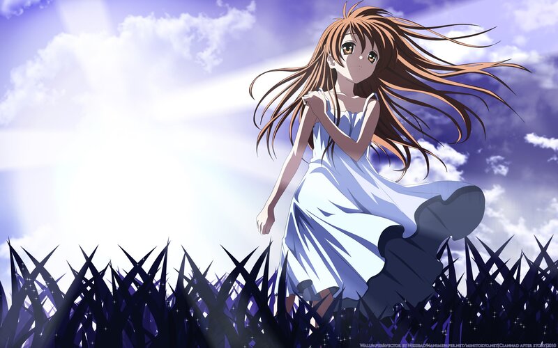 Anime girl in white dress