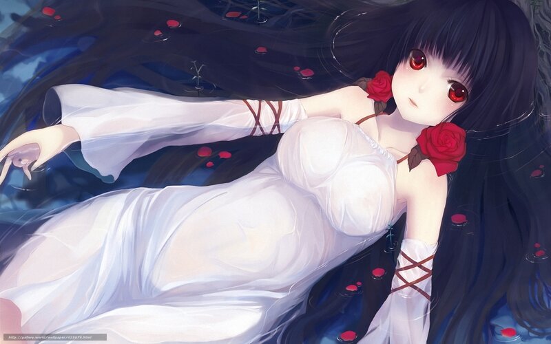 Anime girl in white dress