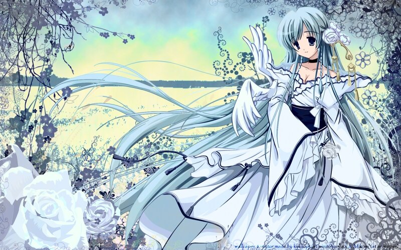 anime girl in white dress