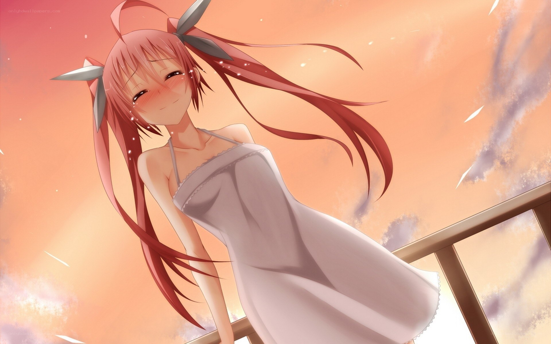 Anime girl in white dress
