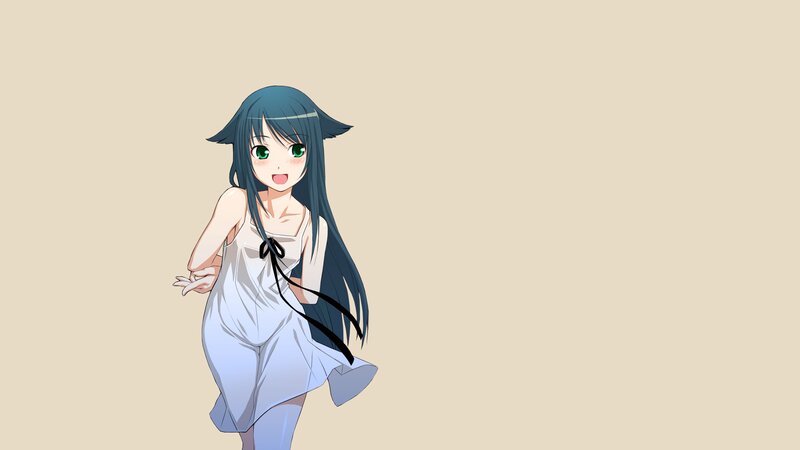 Anime Girl in White Dress — Beige, Neutral