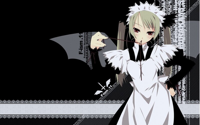 Anime Girl in White Dress — Black, Dramatic, Manga