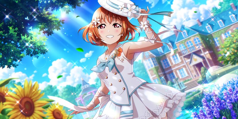 Anime Girl in White Dress — Blue, Bright, Cheerful