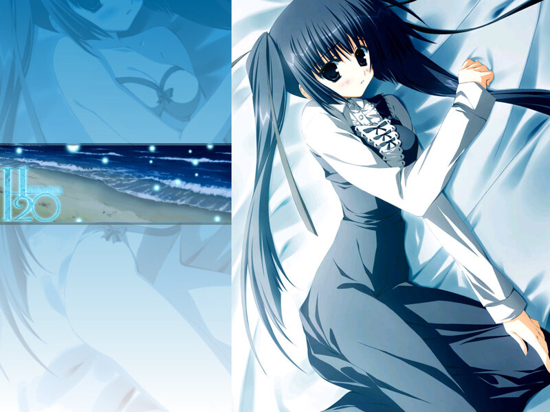 Anime Girl in White Dress — Blue, Calm, Night