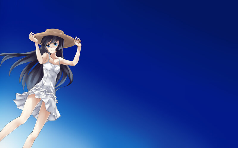 Anime Girl in White Dress — Blue, Calm