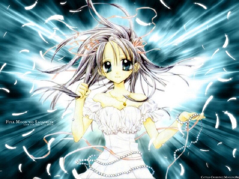 Anime Girl in White Dress — Blue, Dramatic