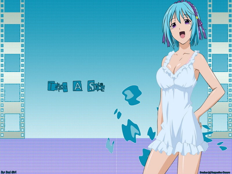 Anime Girl in White Dress — Blue, Playful