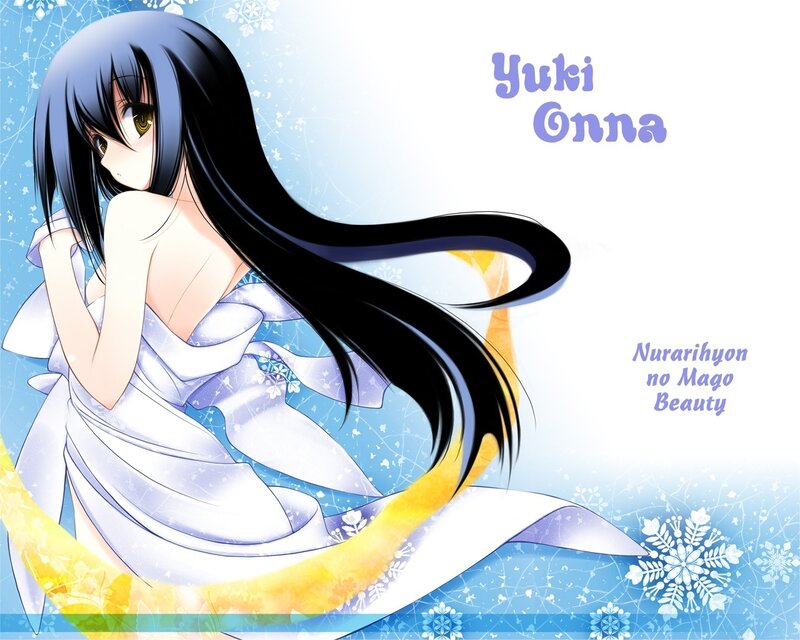 Anime Girl in White Dress — Blue, Serene, Winter