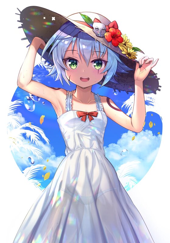 Anime Girl in White Dress — Bright, Cheerful