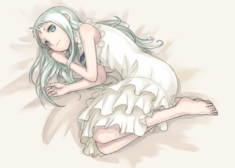 Anime Girl in White Dress — Calm, Digital Art, Pillow