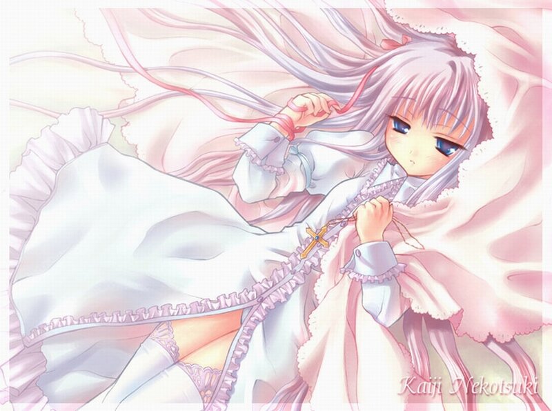 Anime Girl in White Dress — Calm, Digital Art