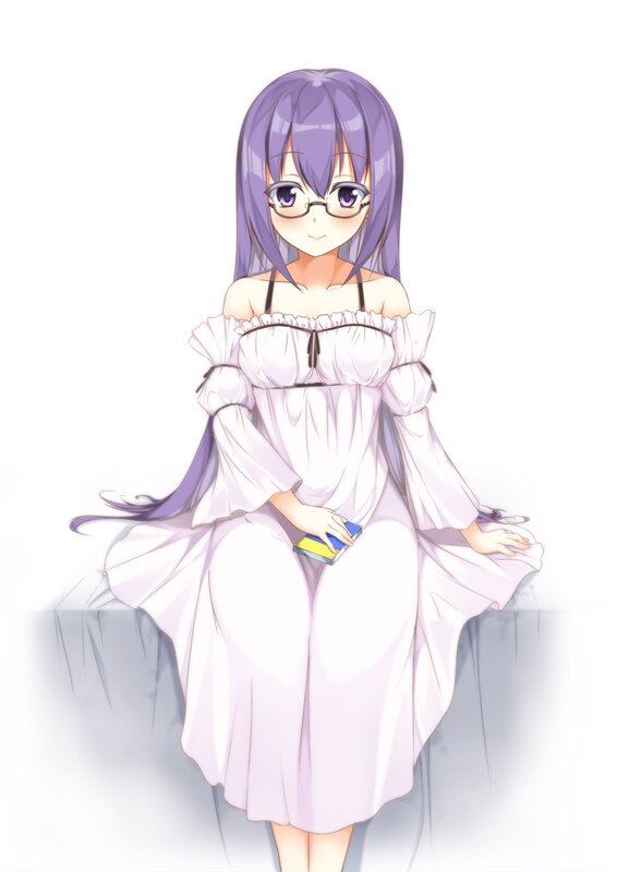 Anime Girl in White Dress — Calm, Glasses