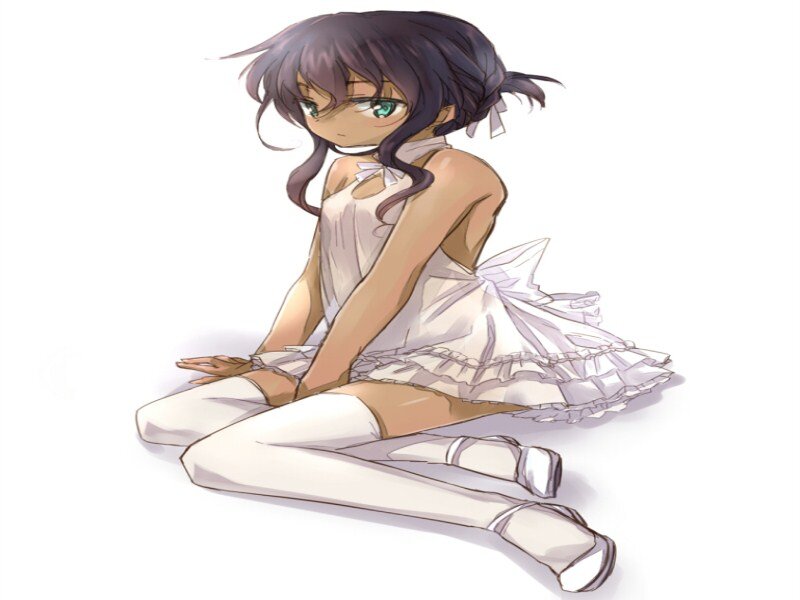 Anime Girl in White Dress — Calm, Tights