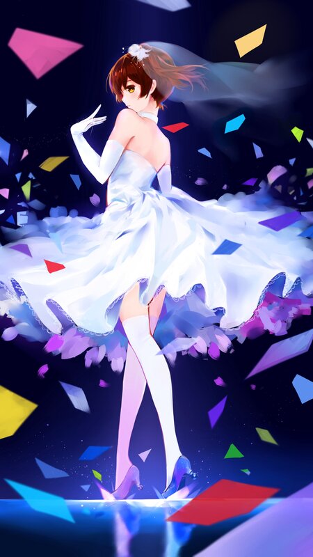 Anime Girl in White Dress — Celebratory