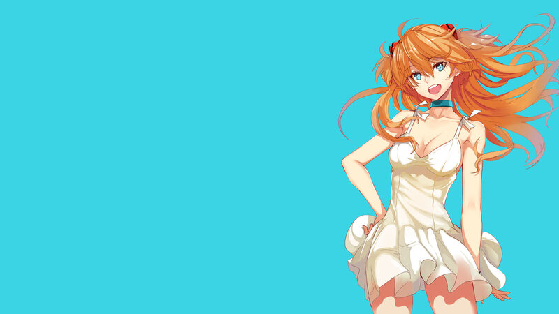 Anime Girl in White Dress — Cyan, Playful