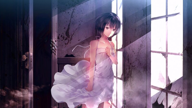 Anime Girl in White Dress — Dramatic, Afternoon, Digital Art