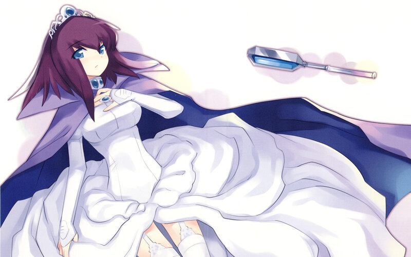 Anime Girl in White Dress — Dramatic, Crown