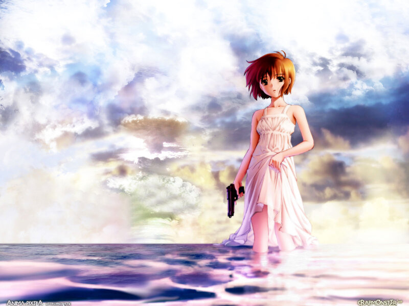 Anime Girl in White Dress — Dramatic, Daytime