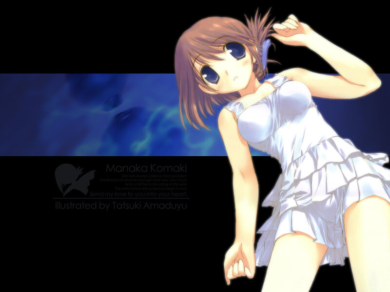 Anime Girl in White Dress — Dramatic, Digital Art, Blue Background