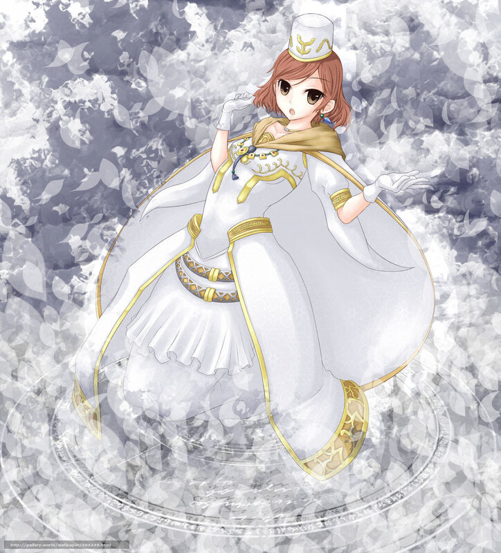 Anime Girl in White Dress — Dramatic, Digital Art, Magic Circle
